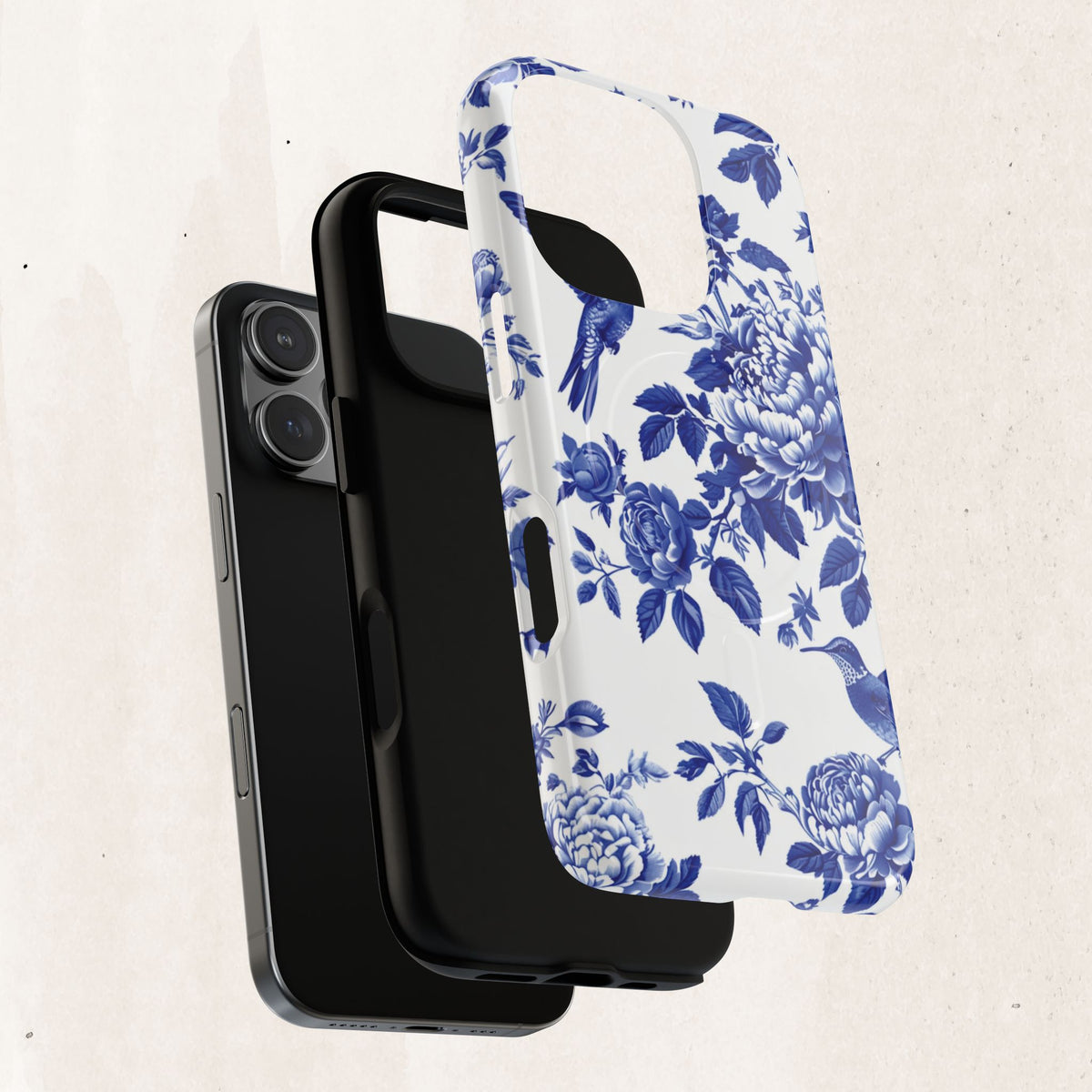 Blue Floral Bird Tough Magnetic Phone Case