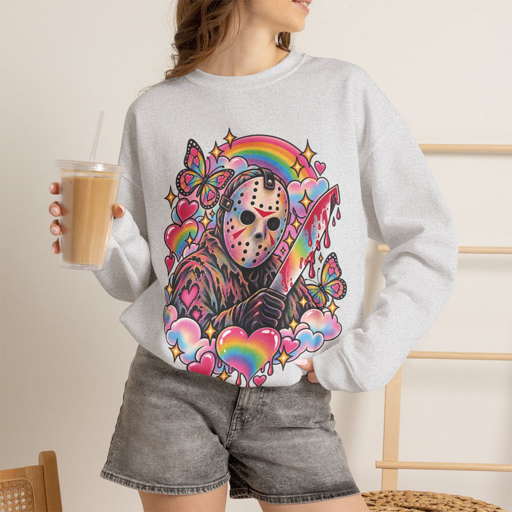 Jason Mask Rainbow Horror Crewneck Sweatshirt