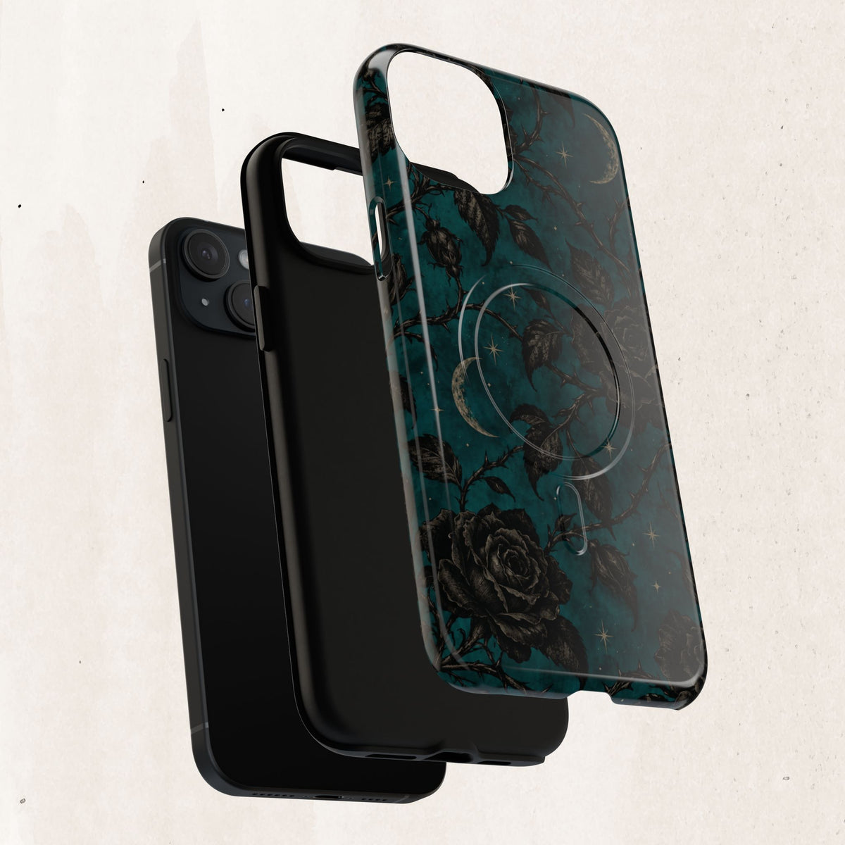 Teal Moon & Black Rose Tough Protective Case