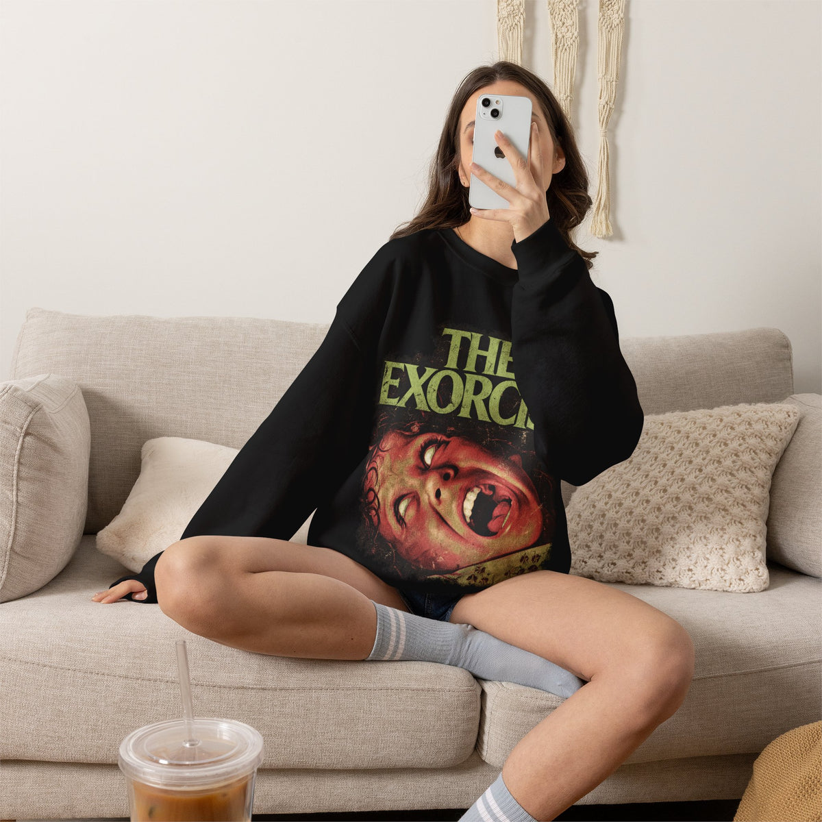 The Exorcist Horror Movie Crewneck Sweatshirt in Black, alternate view