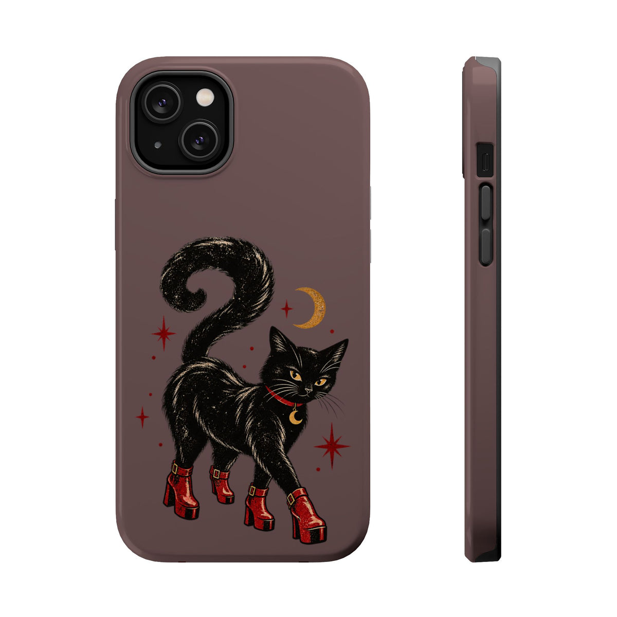 Black Cat in Red Boots MagSafe Phone Case, alternate view
