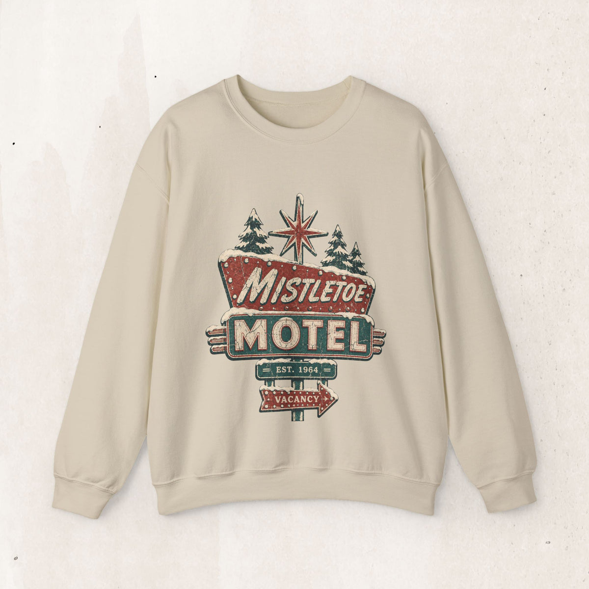 Mistletoe Motel Christmas Sweatshirt, Retro Christmas Motel Sign Crewneck