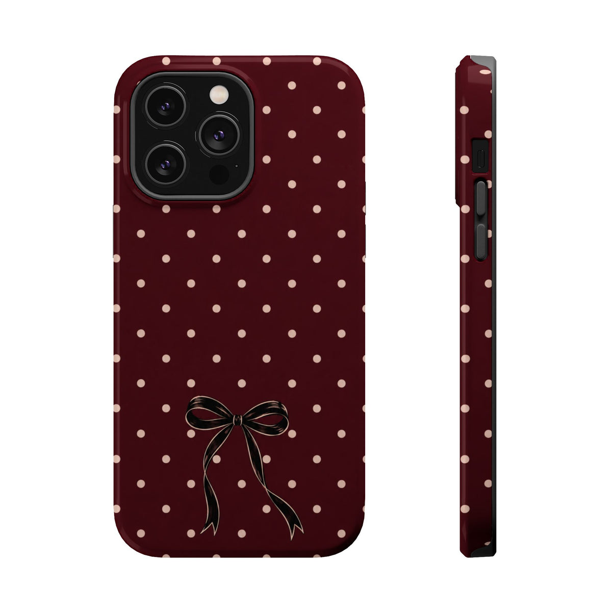 Burgundy Polka Dot Magnetic Phone Case, alternate view
