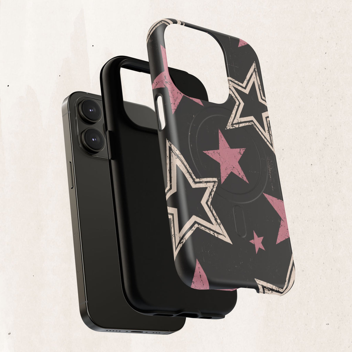 Magnetic Phone Case — Pink Retro Stars Tough Protective Cover Printify