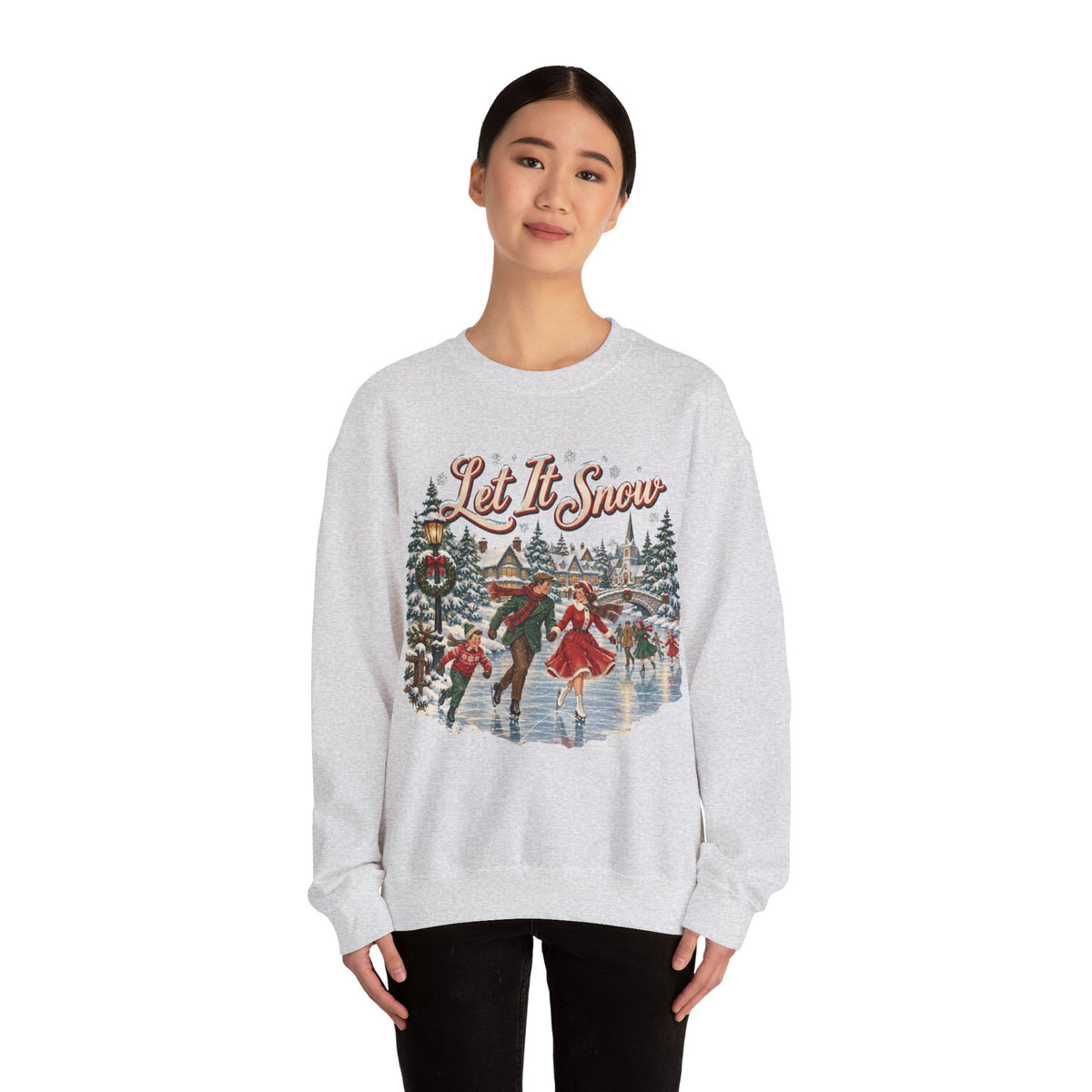 Let It Snow Christmas Sweatshirt, Winter Wonderland Ice Skating Crewneck