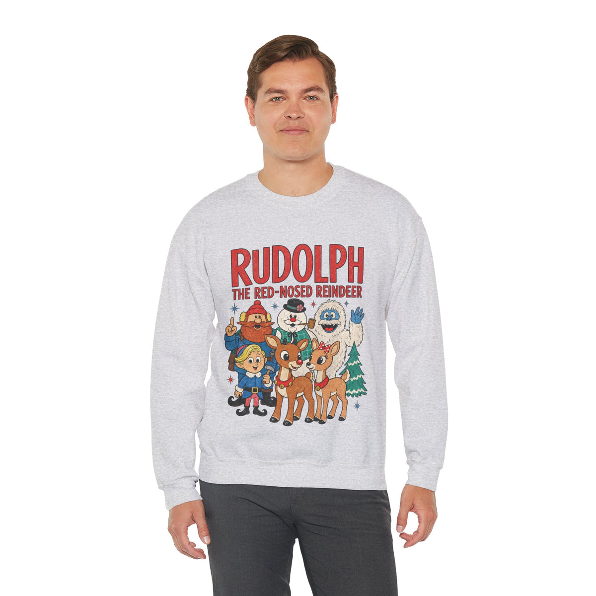 Rudolph The Red-Nosed Reindeer Vintage Crewneck Sweatshirt in Ash, alternate view