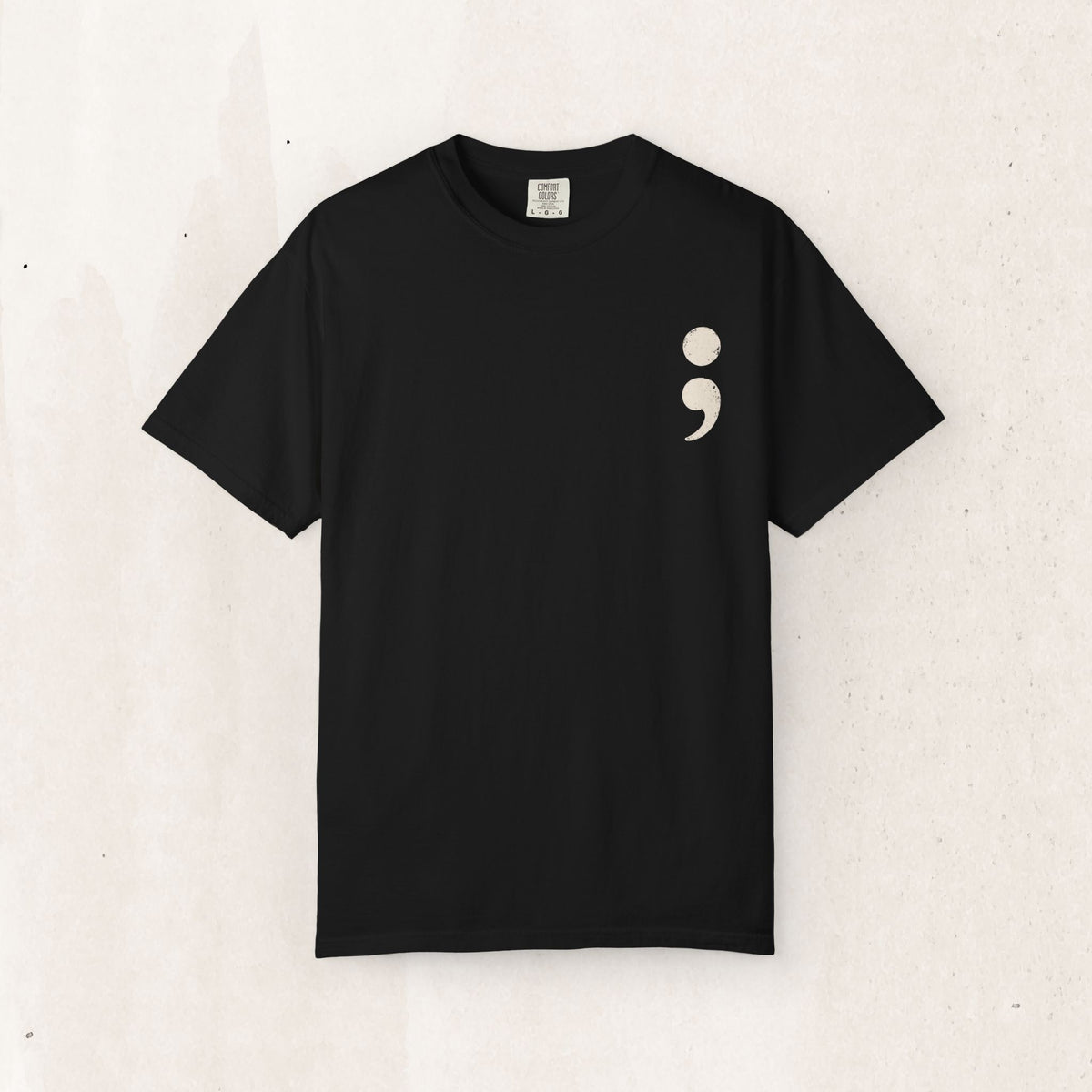 Minimalist semicolon suicide awareness t-shirt in black