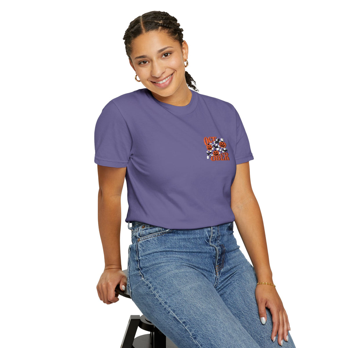 Embroidered Retro "October" Halloween Tee