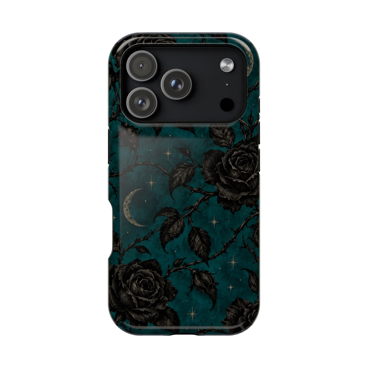 Teal Moon & Black Rose Magnetic Phone Case, alternate view
