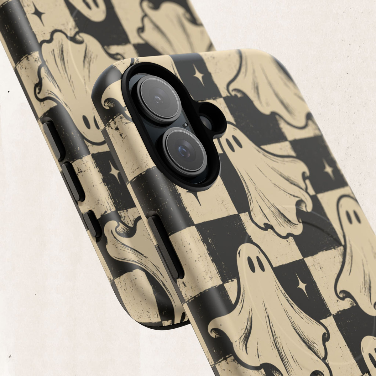 Ghost Checker Tough Magnetic Phone Case — Retro Spooky iPhone Cover Printify