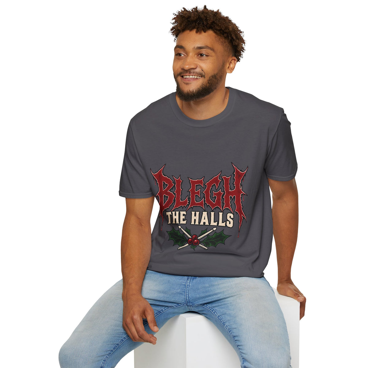 BLEGH the Halls Metal Christmas Tee Printify
