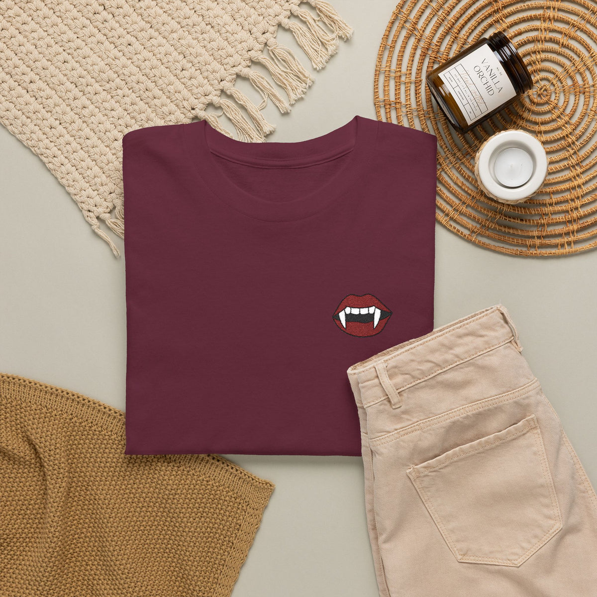 Embroidered Vampire Fangs Tee