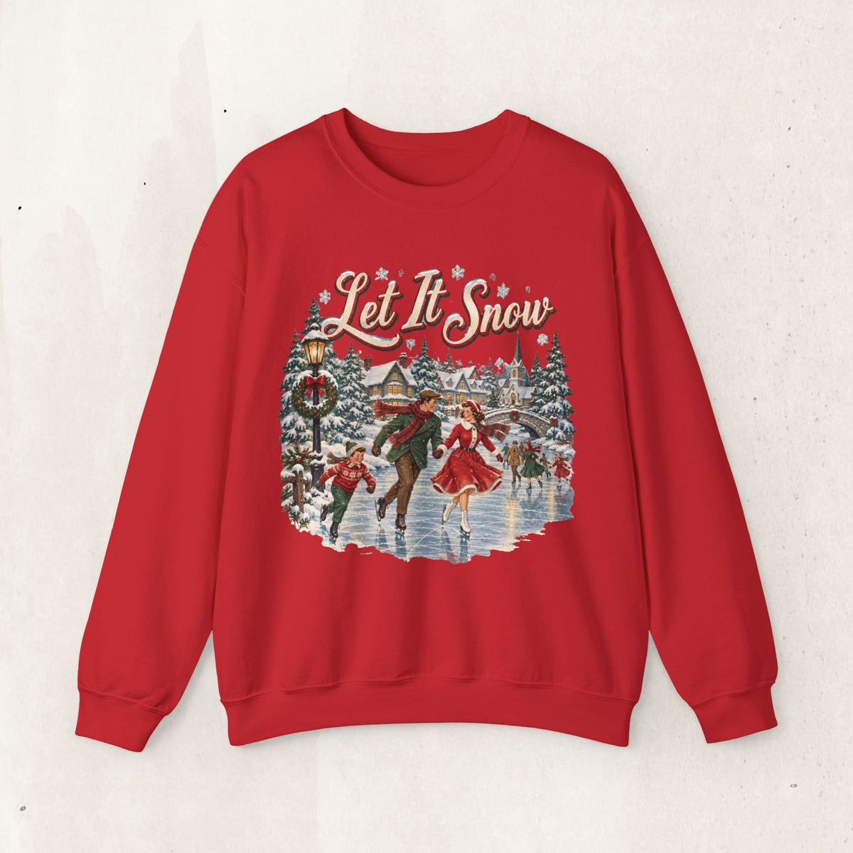 Let It Snow Christmas Sweatshirt, Winter Wonderland Ice Skating Crewneck