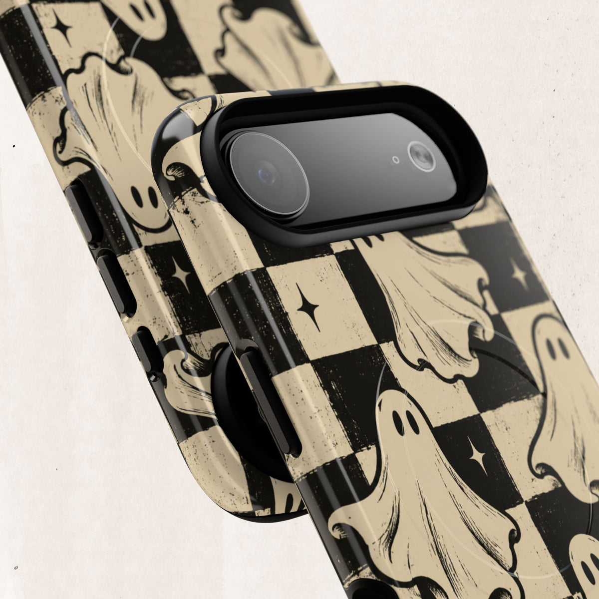 Ghost Checker Tough Magnetic Phone Case — Retro Spooky iPhone Cover Printify