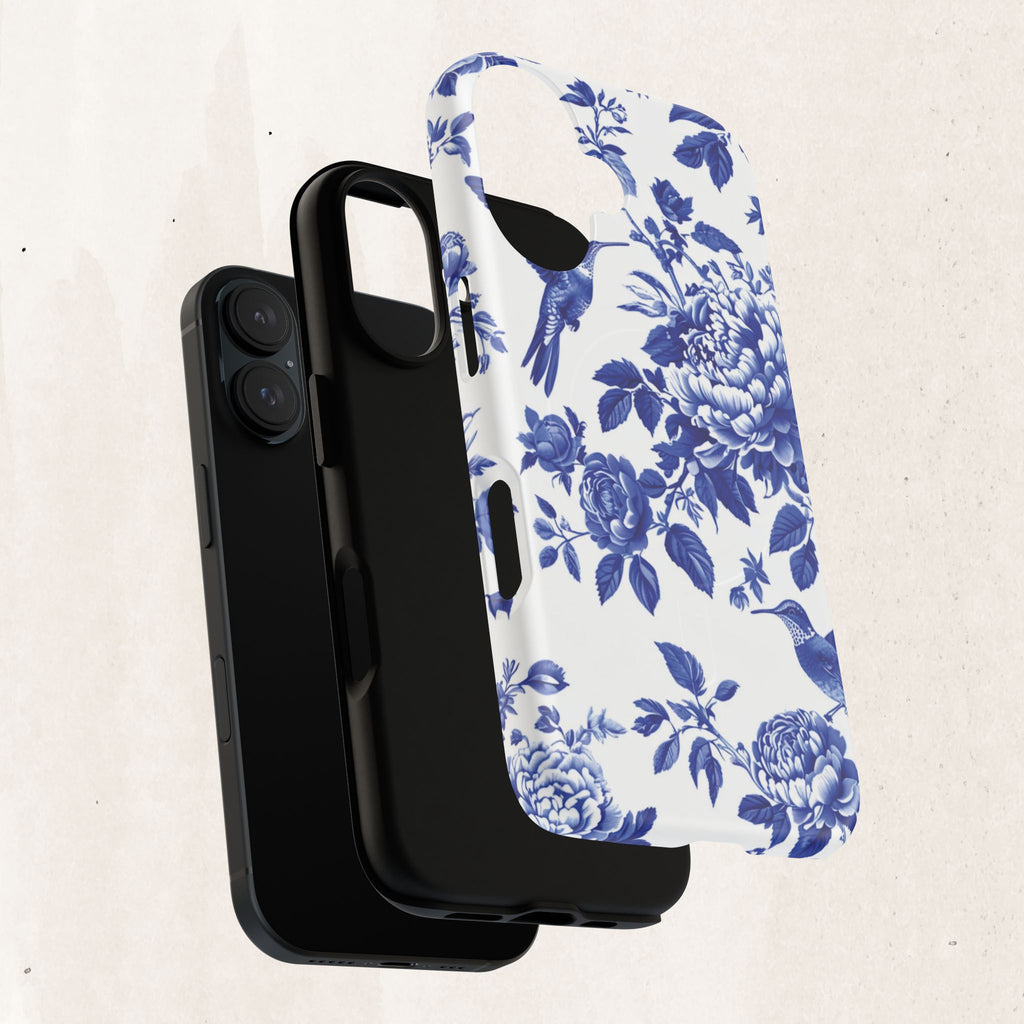 Blue Floral Bird Tough Magnetic Phone Case
