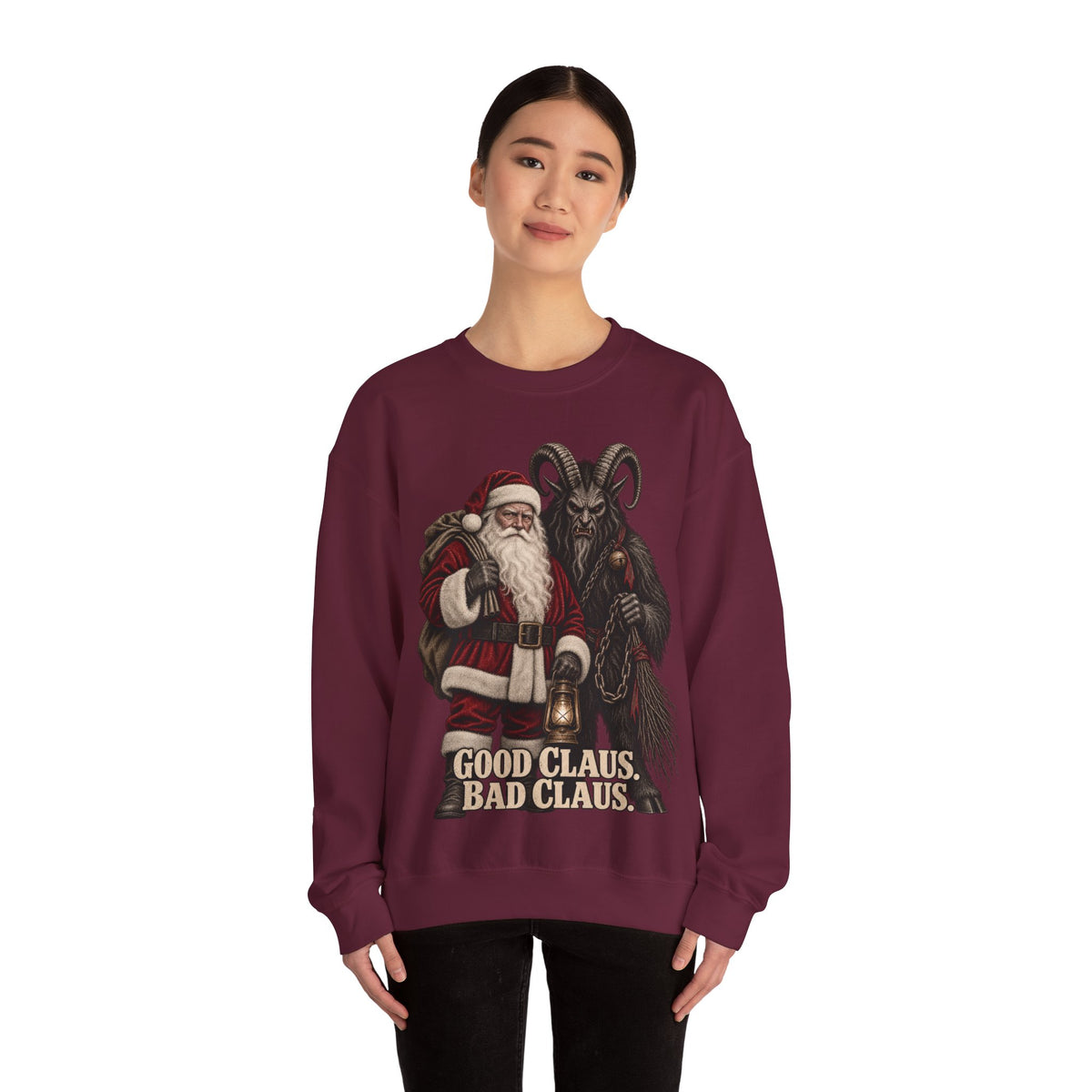 Krampus & Santa Claus Christmas Crewneck Sweater
