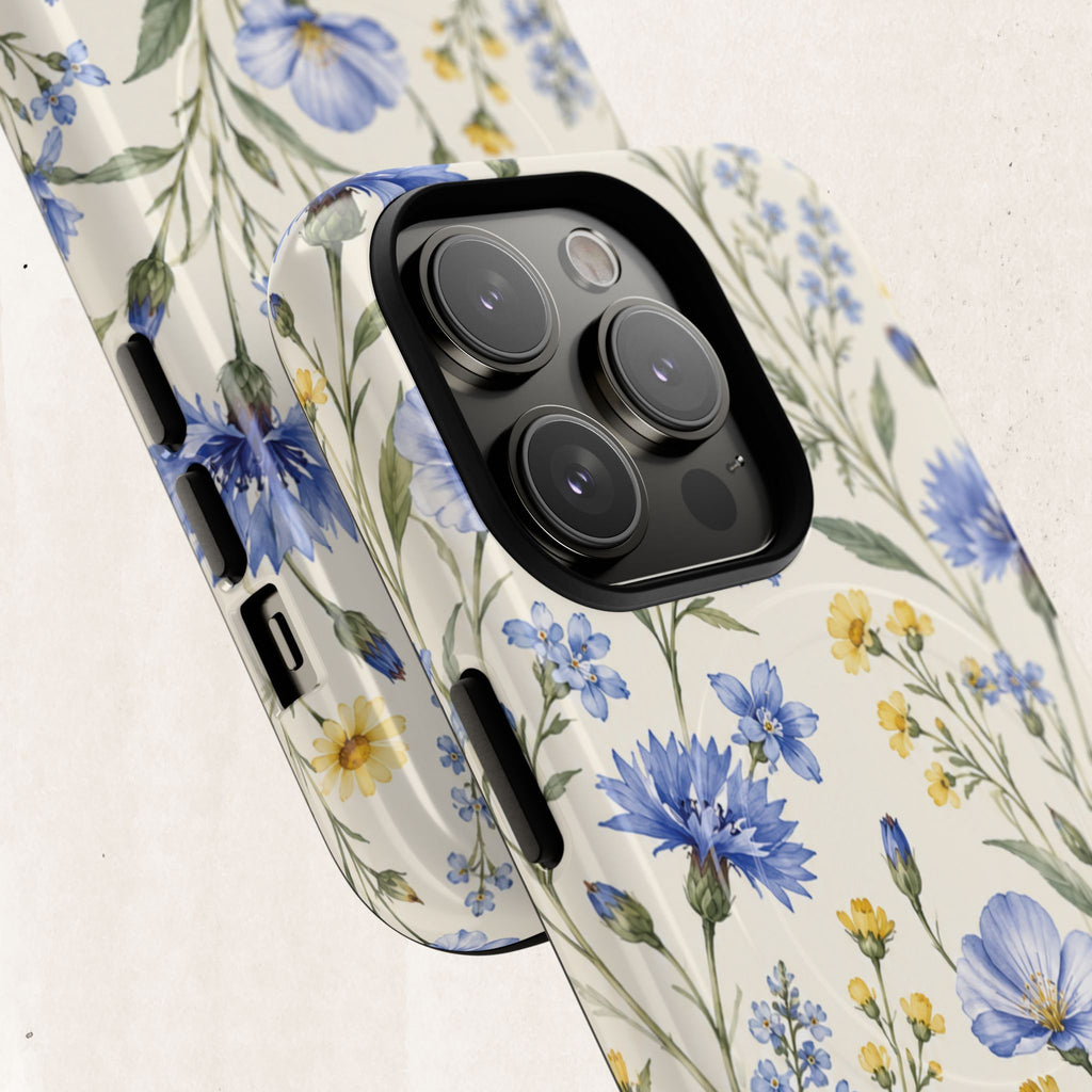 Floral Blue Cornflower  Magnetic Phone Case