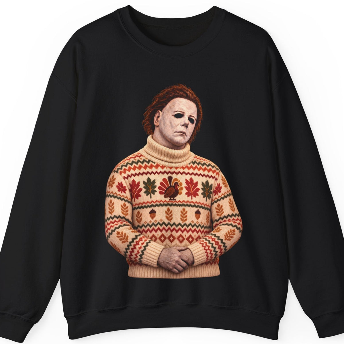 Michael Myers Thanksgiving horror crewneck sweatshirt in black by Wicked Thread Society