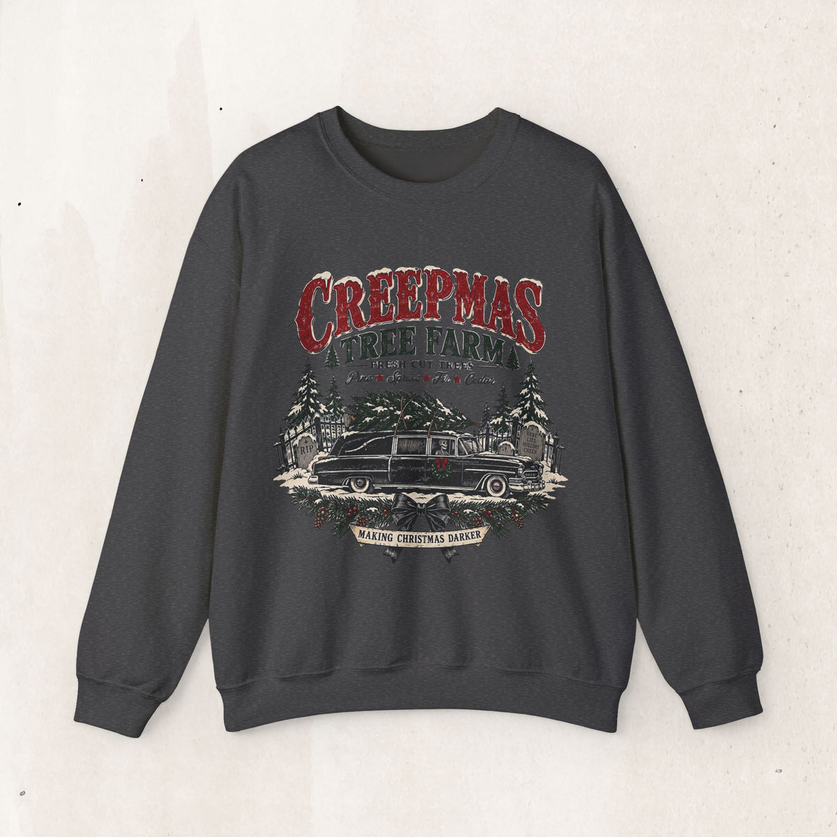 Creepmas Tree Farm Christmas Sweatshirt, Gothic Christmas Tree Crewneck