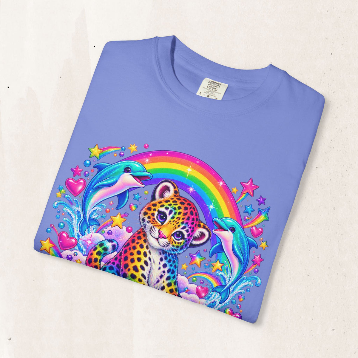 Lisa Frank Inspired Leopard Rainbow Tee