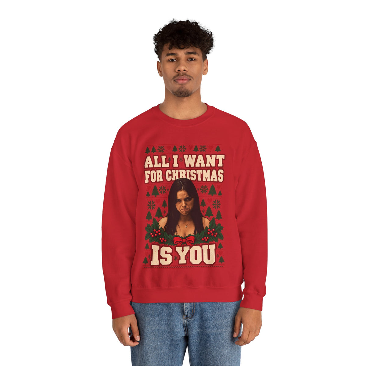 All I Want for Christmas Is You 'Obsession' Sweatshirt in Red, alternate view