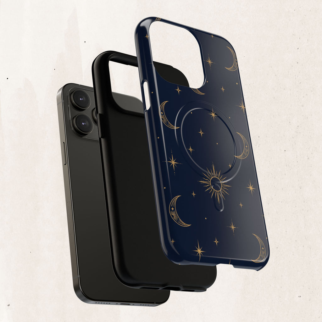 Magnetic Phone Case — Celestial Moon & Stars Tough Protective Cover