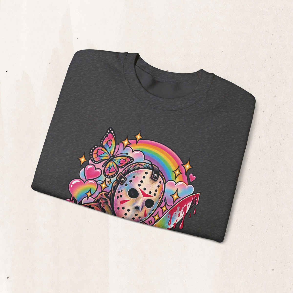 Jason Mask Rainbow Horror Crewneck Sweatshirt