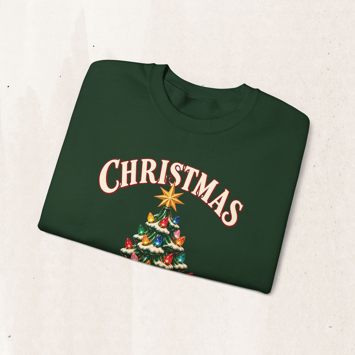 Vintage Ceramic Christmas Tree Crewneck Sweatshirt Printify