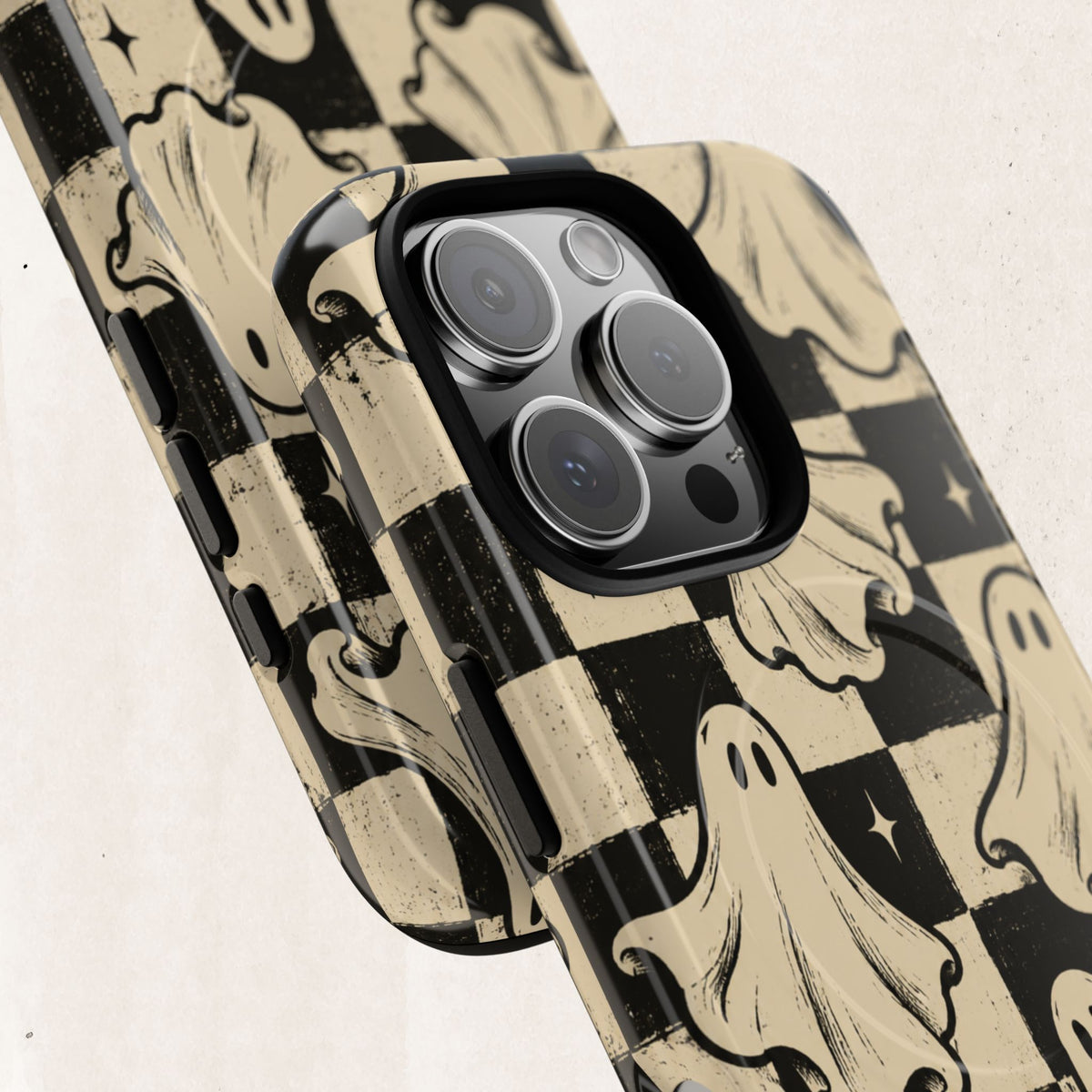 Ghost Checker Tough Magnetic Phone Case — Retro Spooky iPhone Cover Printify