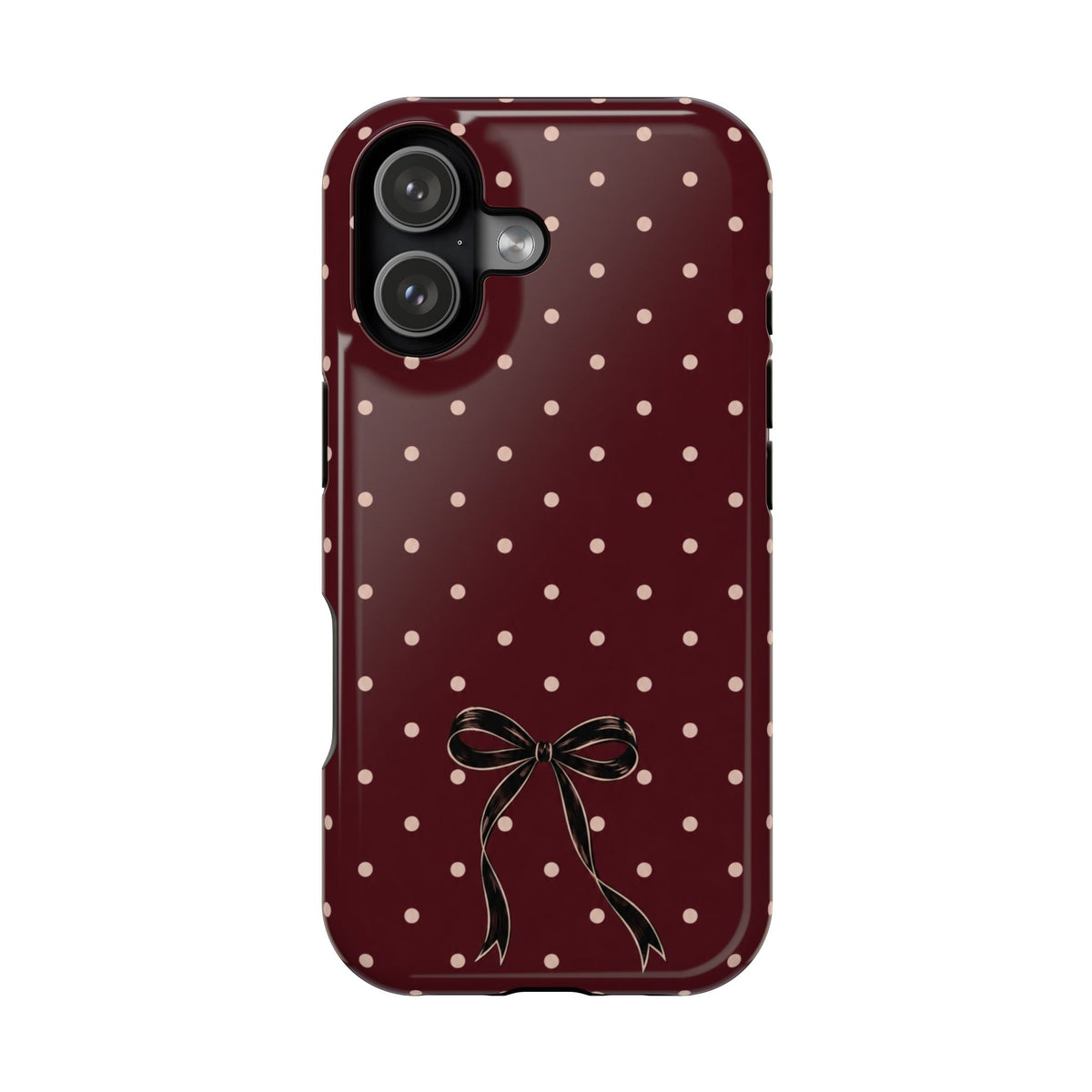 Burgundy Polka Dot Magnetic Phone Case, alternate view