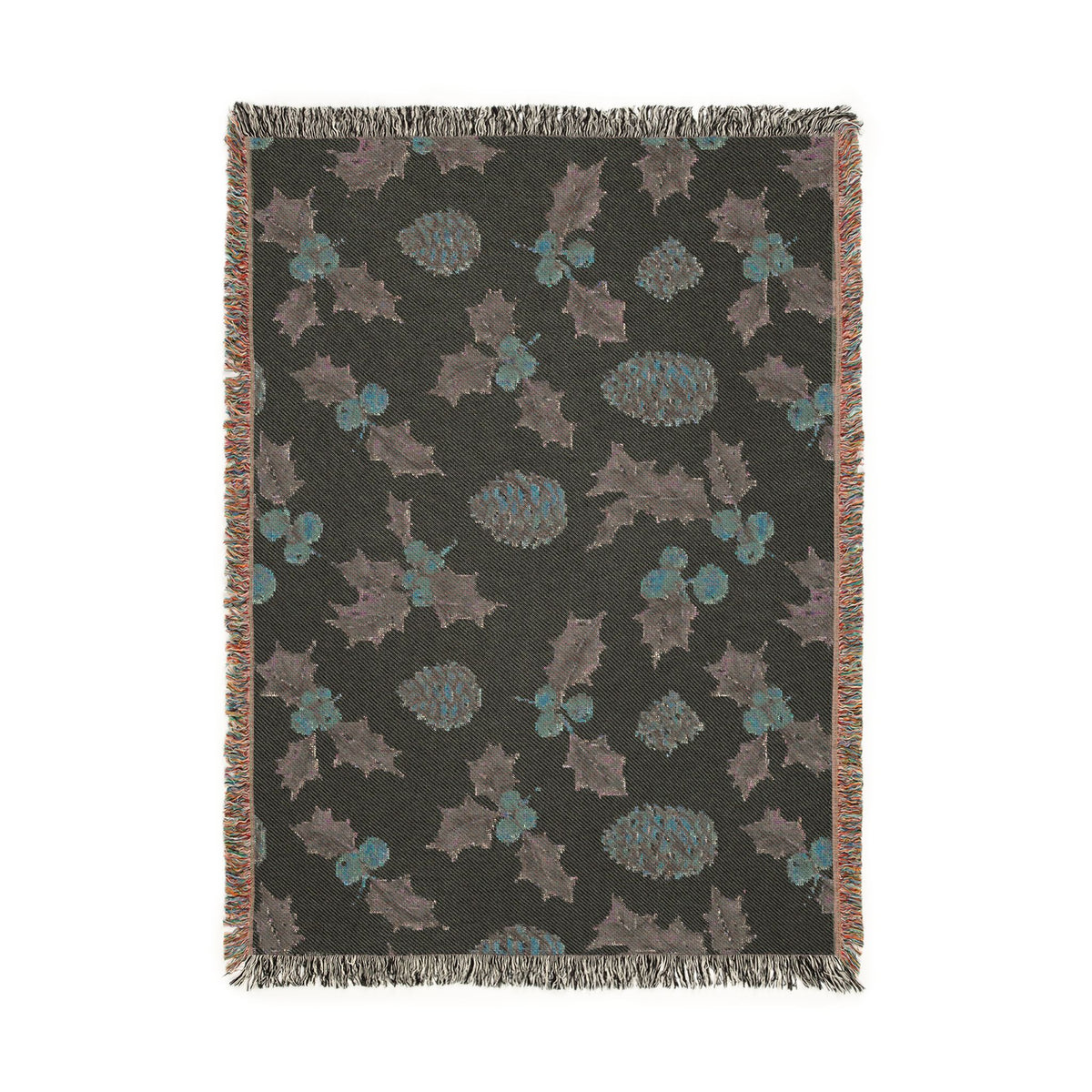 Pinecone & Holly Woven Blanket
