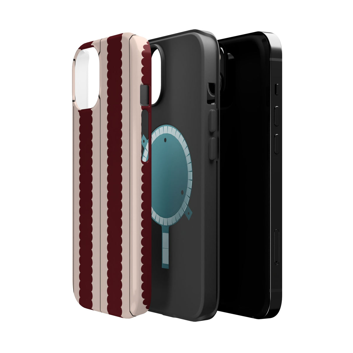 Burgundy Scallop Stripe Magnetic Phone Case, alternate view