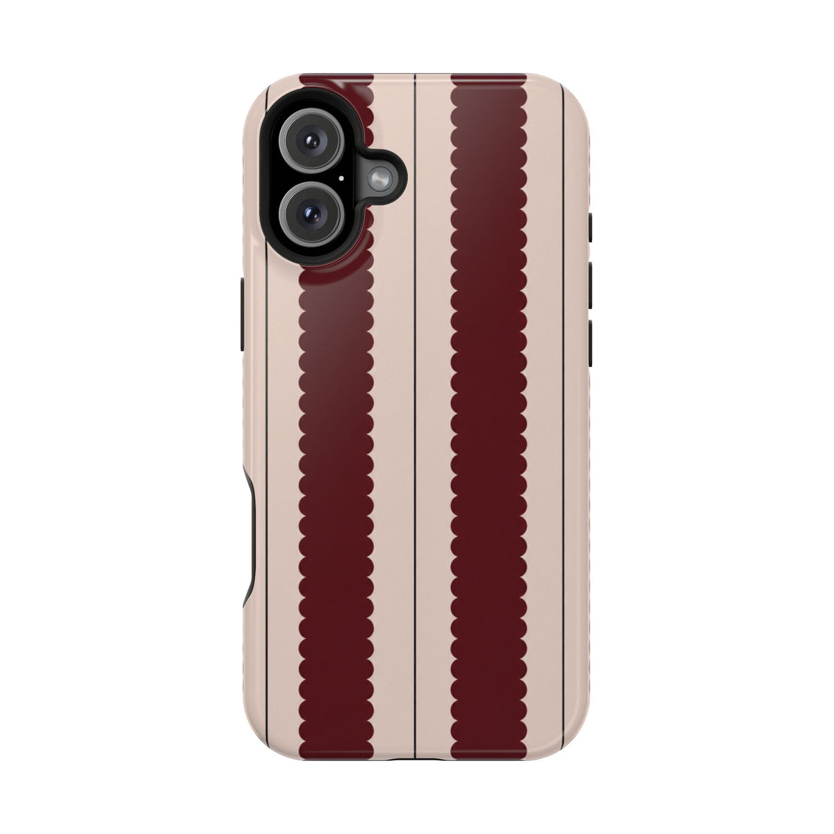 Burgundy Scallop Stripe Magnetic Phone Case, alternate view