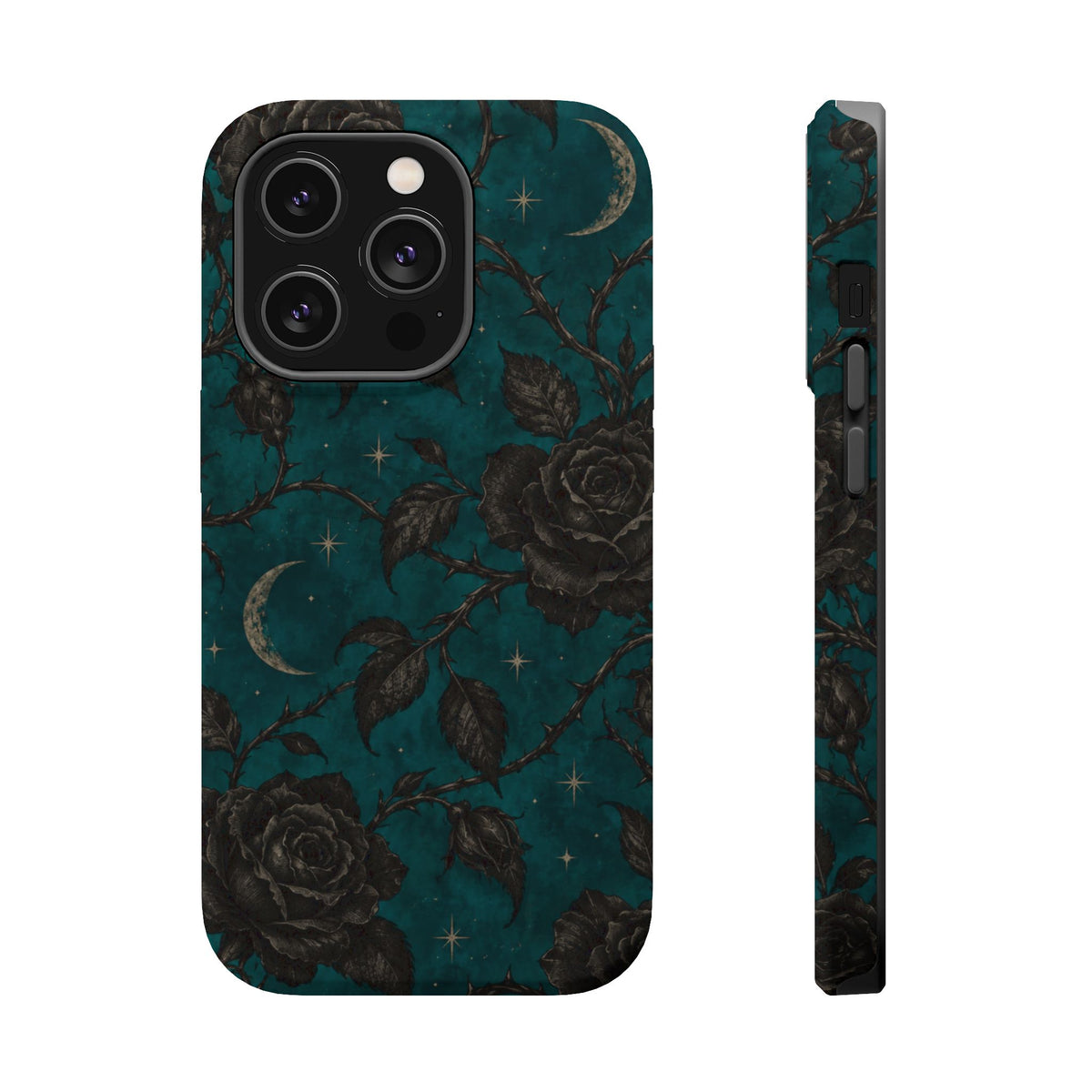Teal Moon & Black Rose Magnetic Phone Case, alternate view