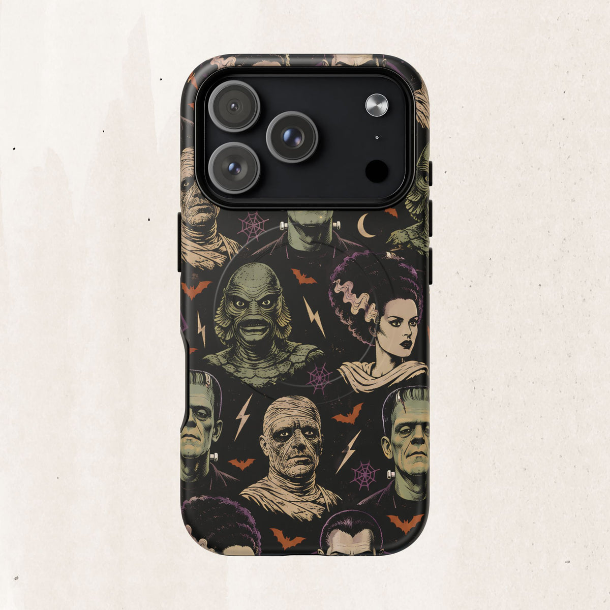Monster Mash Magnetic Phone Case — Retro Classic Horror Collage