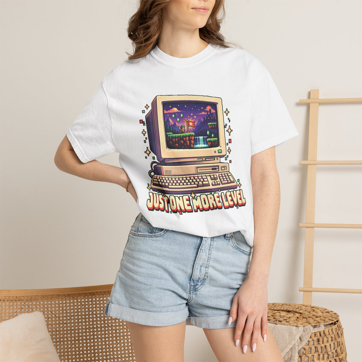 Retro Computer 'Just One More Level' Gaming Tee