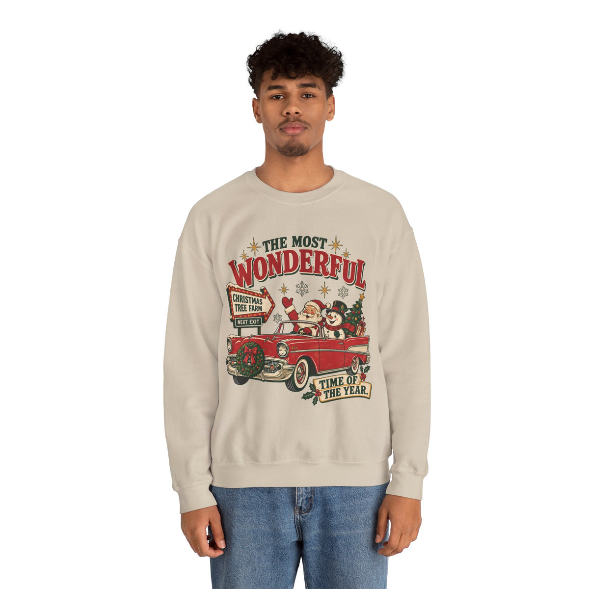 The Most Wonderful Time of the Year Vintage Red Truck Sweatshirt, Retro Christmas Snowman Crewneck