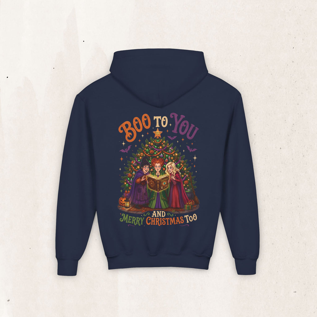 Youth Hoodie — “Boo to You and Merry Christmas Too” Sanderson Sisters