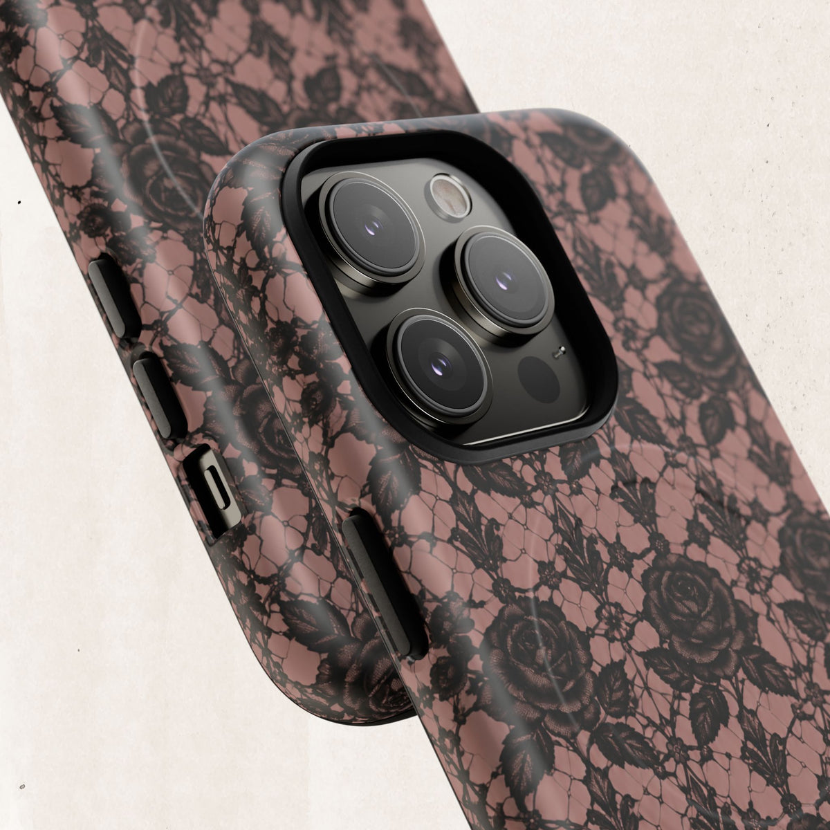 Vintage Black Lace Rose Pattern Phone Case