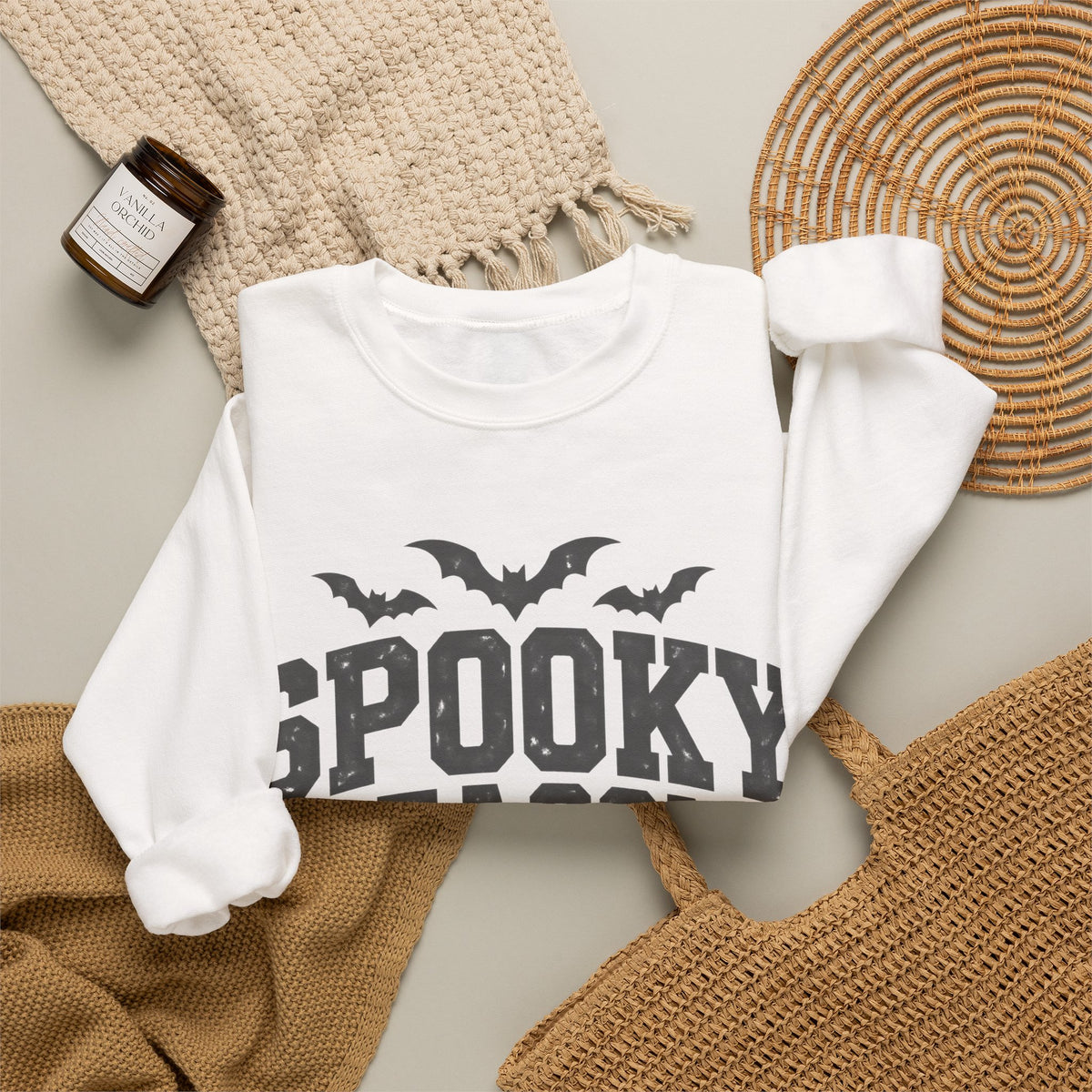 Spooky Season Sweatshirt — Halloween Bat Crewneck