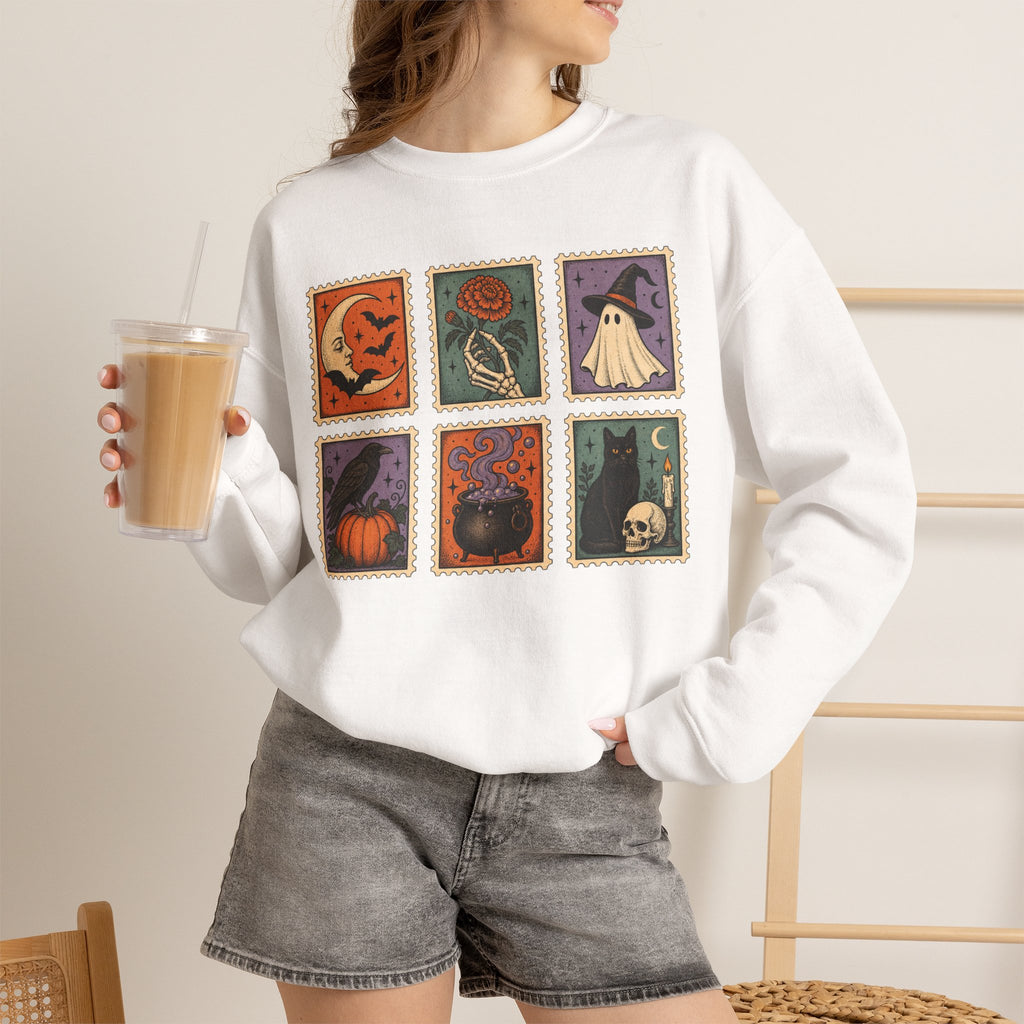 Vintage Spooky Stamp Panel Sweatshirt