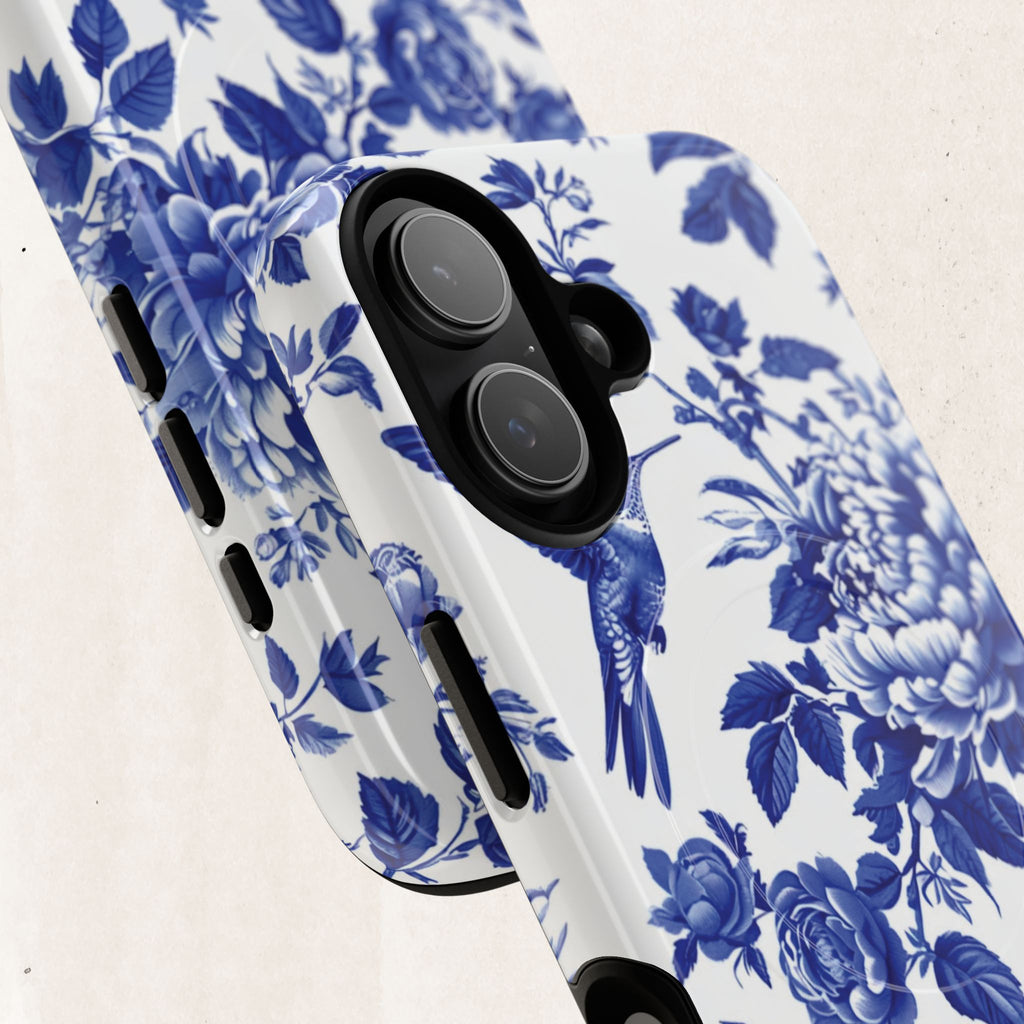 Blue Floral Bird Tough Magnetic Phone Case