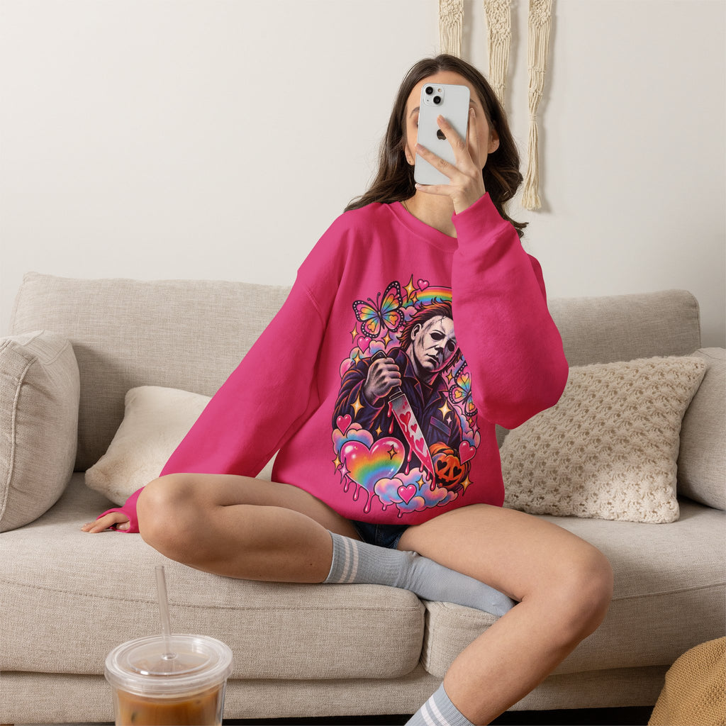 Colorful Michael Myers Horror Heart Crewneck