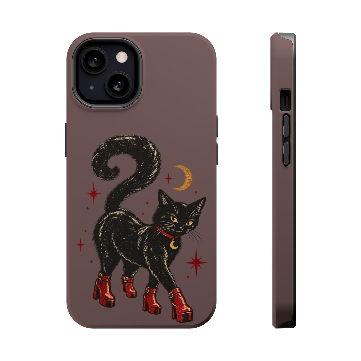 Black Cat in Red Boots MagSafe Phone Case, alternate view