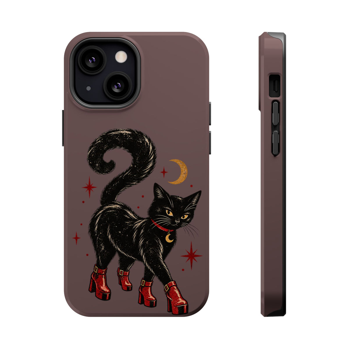 Black Cat in Red Boots MagSafe Phone Case, alternate view