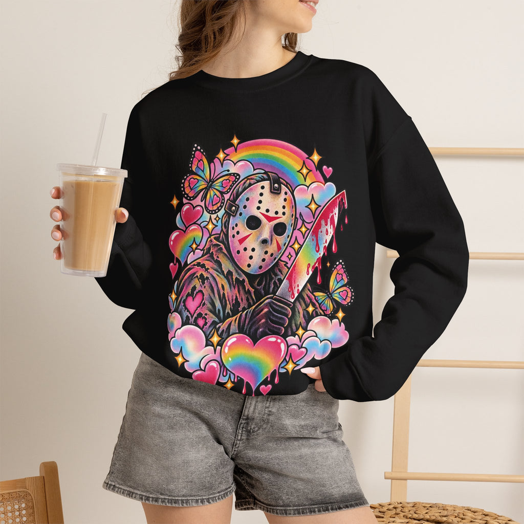 Jason Mask Rainbow Horror Crewneck Sweatshirt
