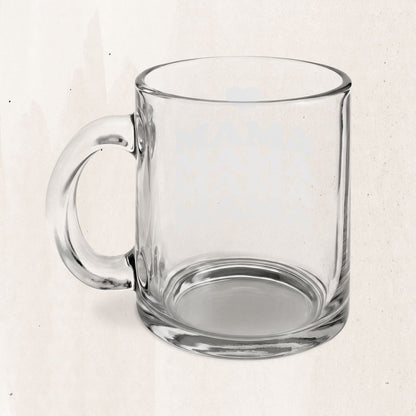 Mama Retro Heart Glass Mug