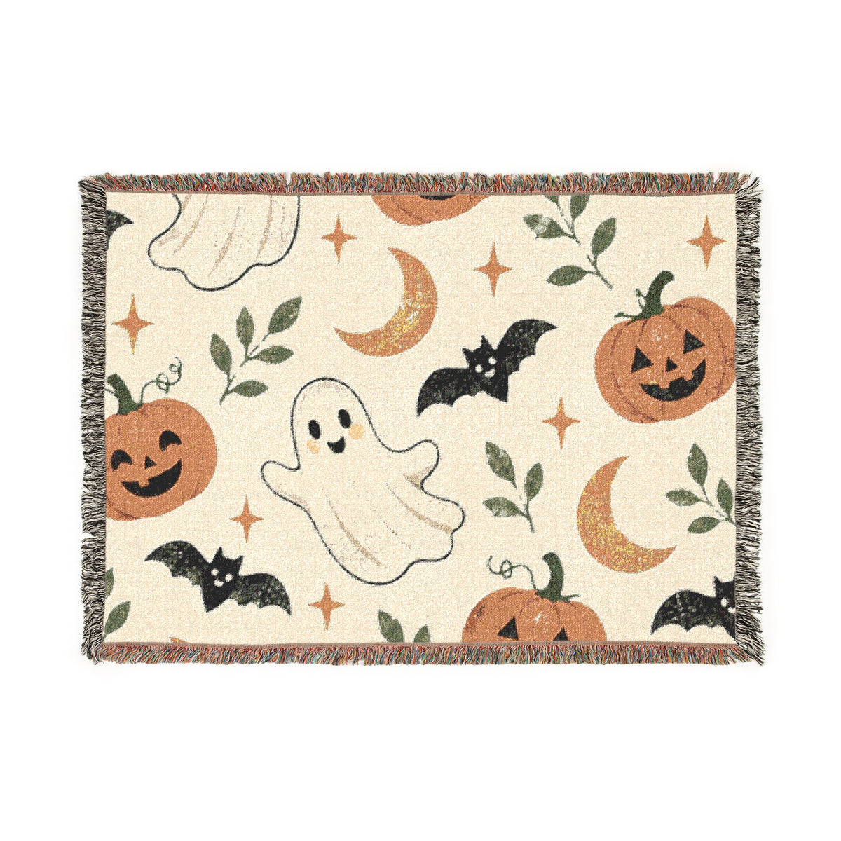 Halloween Ghost & Pumpkin Woven Blanket
