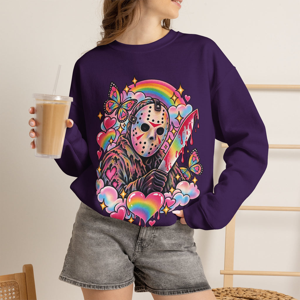 Jason Mask Rainbow Horror Crewneck Sweatshirt