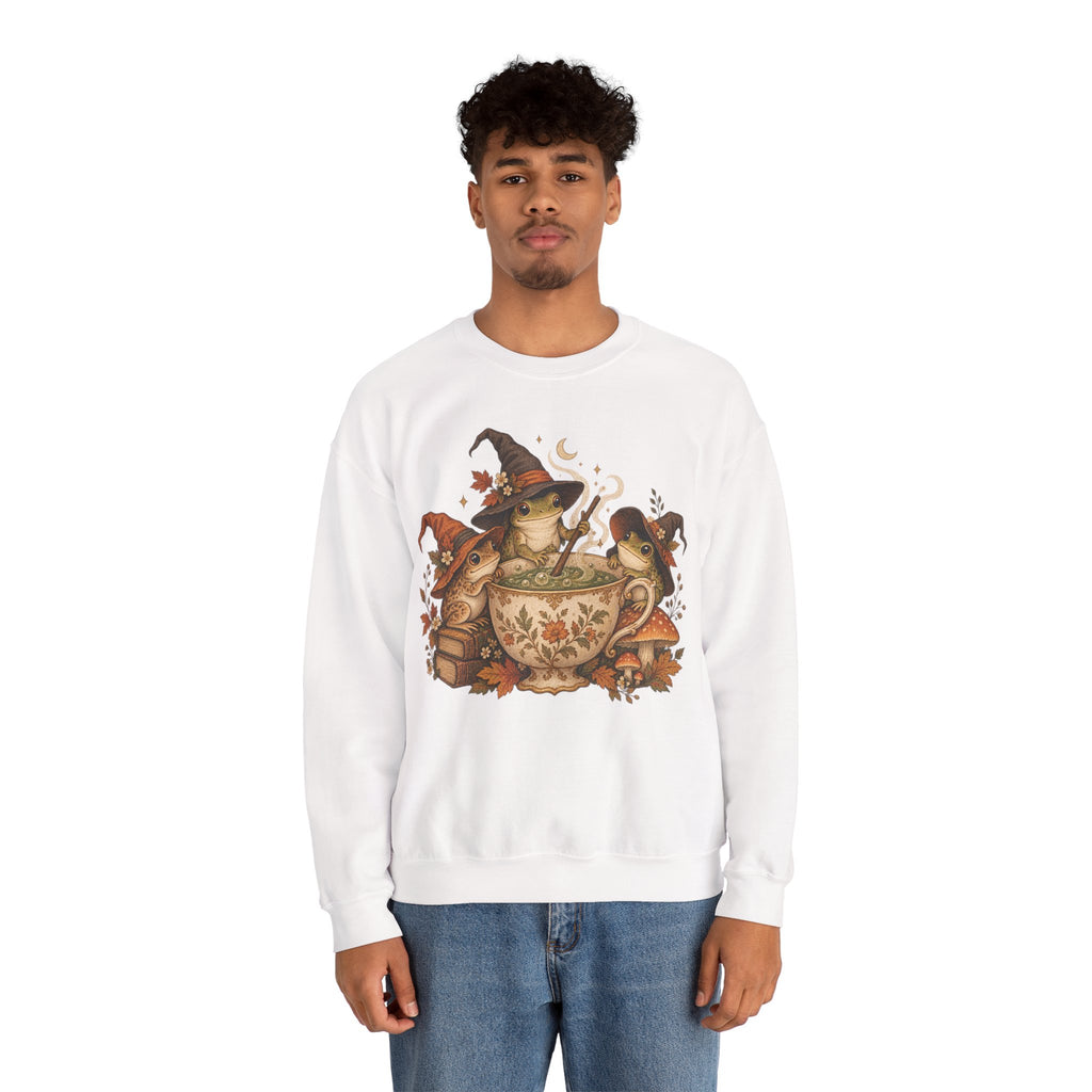 Cozy Witch Frog Tea Crewneck Sweatshirt
